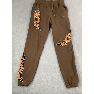 EPTM sweatpants S-30 Y2K Flame Embroidery‎ On Front & Back Brown